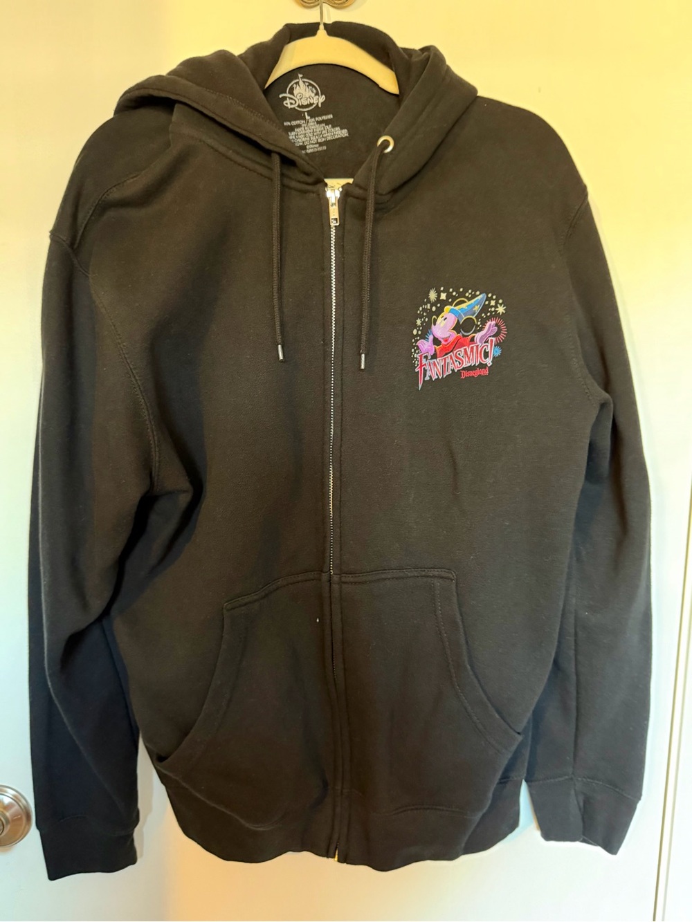 Disneyland Fantasmic Large Disney Black Zip Hoodie with Colorful Fantasmic Chest